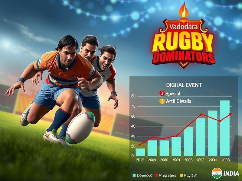 Chart showing Vadodara Rugby Dominators download growth in India